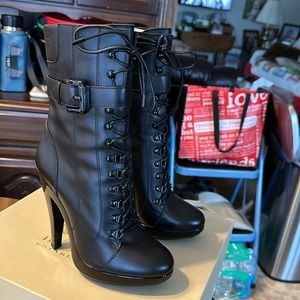 Burberry Military Lace Up Zipper Boots Rare 39